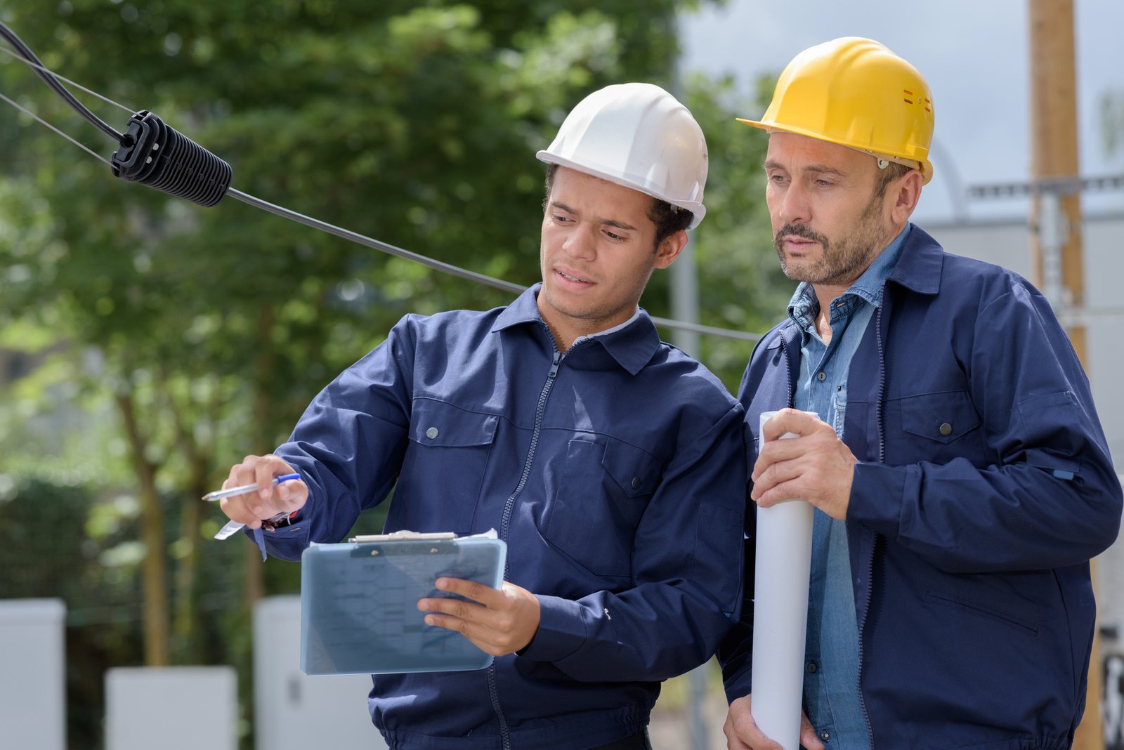 high voltage electrical technicians at work