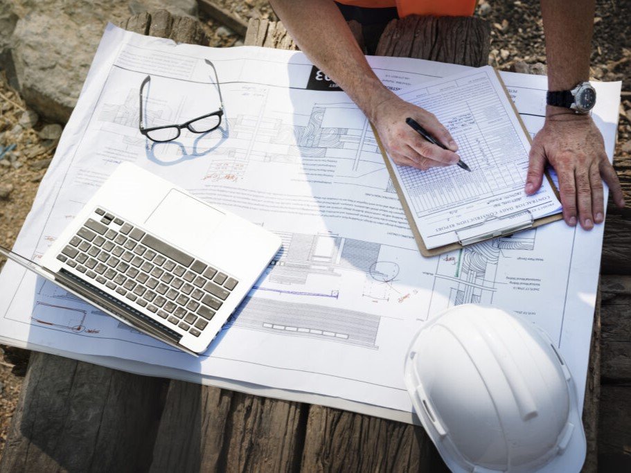Site engineer on a construction site
